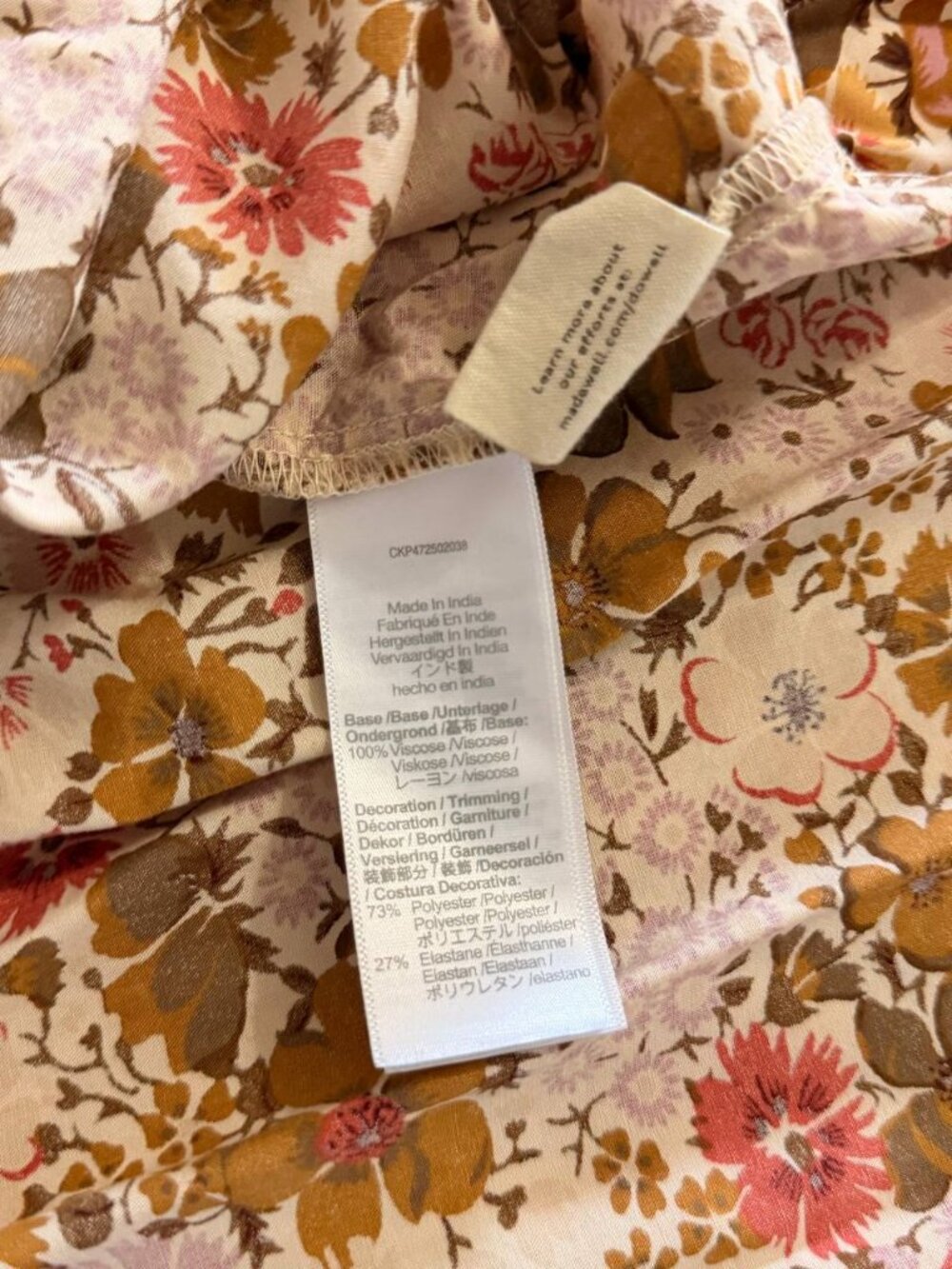 Madewell Floral Smocked Tiered Mini Dress Sweetheart Neck 70s Boho Cottagecore - Picture 6 of 7
